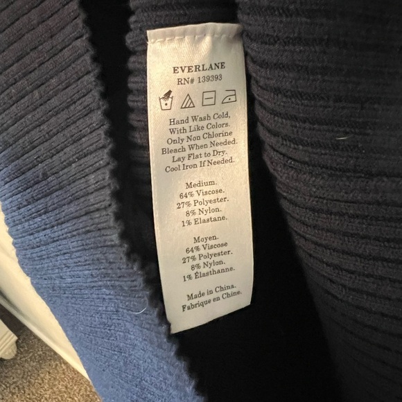 Everlane Navy The Sport Rib Knit Ribbed Bodycon Sweater Dress Medium - Picture 7 of 8